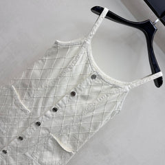 Quilted Denim Slip Dress
