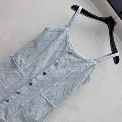 Quilted Denim Slip Dress