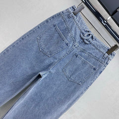 Fringed Raw-Hem Denim Trousers