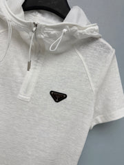 Short-Sleeve Half-Zip Hoodie