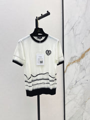Color-Block Trimmed Crewneck Knit Top