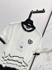 Color-Block Trimmed Crewneck Knit Top