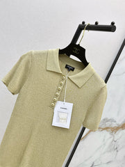 Short-Sleeve Top with Gold Lurex Yarn