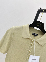 Short-Sleeve Top with Gold Lurex Yarn