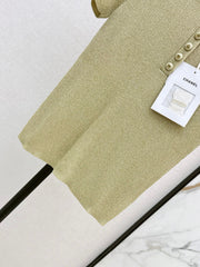 Short-Sleeve Top with Gold Lurex Yarn