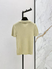 Short-Sleeve Top with Gold Lurex Yarn