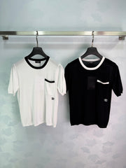 Contrast-Trim Short-Sleeve Top