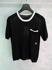 Contrast-Trim Short-Sleeve Top