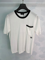 Contrast-Trim Short-Sleeve Top