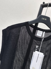 Patchwork Cutout Drop-Shoulder Knit Sweater