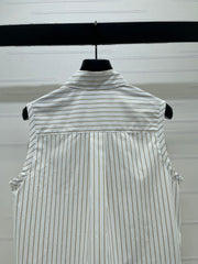 Striped Tie-front Shirt Vest