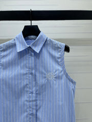 Striped Tie-front Shirt Vest