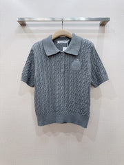 3D Cable Knit Polo Shirt