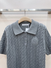 3D Cable Knit Polo Shirt