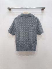 3D Cable Knit Polo Shirt
