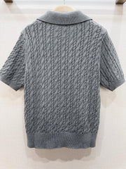 3D Cable Knit Polo Shirt