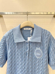 3D Cable Knit Polo Shirt