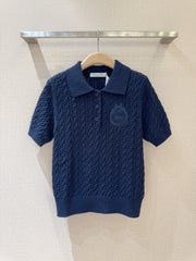 3D Cable Knit Polo Shirt