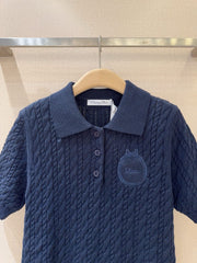3D Cable Knit Polo Shirt