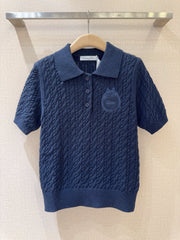 3D Cable Knit Polo Shirt