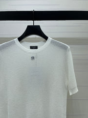 Sequined Crew Neck Knit Short-Sleeve T-Shirt