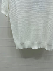 Sequined Crew Neck Knit Short-Sleeve T-Shirt