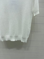 Sequined Crew Neck Knit Short-Sleeve T-Shirt