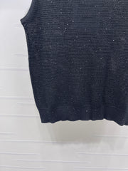 Sequined Crew Neck Knit vest
