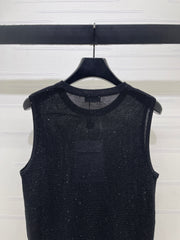 Sequined Crew Neck Knit vest