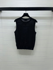 Sequined Crew Neck Knit vest