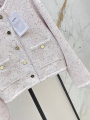 Elegant Woven Crew Neck Jacket