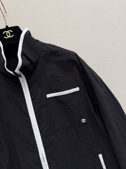 Black and white color-blocked jacket