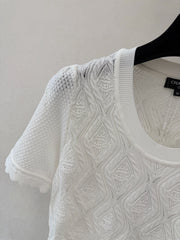 Ruffled round neck short sleeve