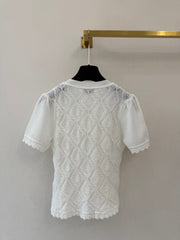 Ruffled round neck short sleeve