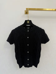 Diamond pattern round neck short sleeve