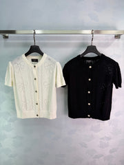 Short-sleeved knit cardigan
