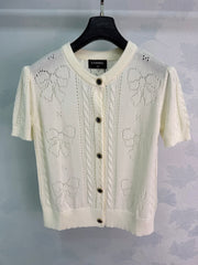 Short-sleeved knit cardigan
