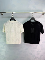 Short-sleeved knit cardigan