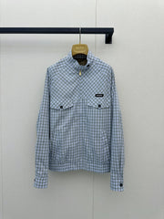 Light green color-blocked plaid coat