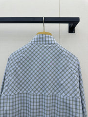 Light green color-blocked plaid coat