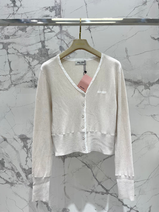 Color-blocked Lace Knit Cardigan
