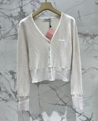 Color-blocked Lace Knit Cardigan