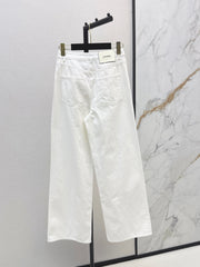 Wide-leg denim trousers with gold buttons
