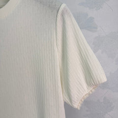 White Knit Short-Sleeve T-Shirt