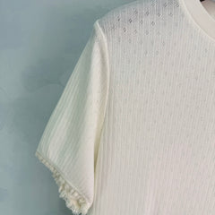 White Knit Short-Sleeve T-Shirt