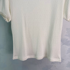 White Knit Short-Sleeve T-Shirt