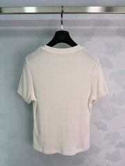White Knit Short-Sleeve T-Shirt