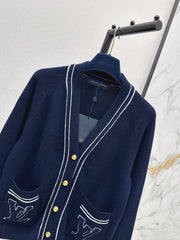 Navy-inspired knit cardigan