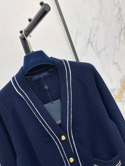 Navy-inspired knit cardigan