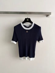 Navy-inspired knit cardigan